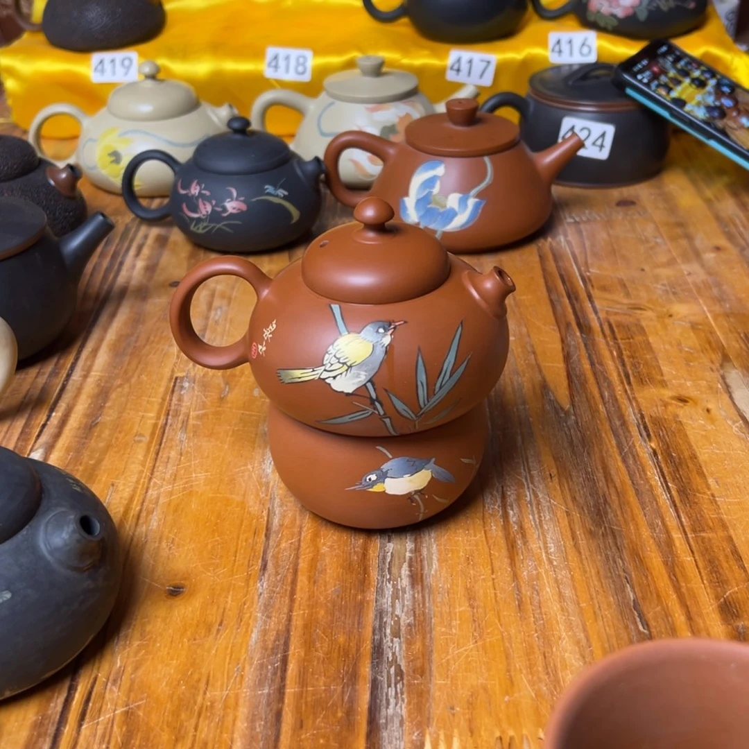 豆****爸建水紫陶复烧多道刻填尽心壶一壶一杯