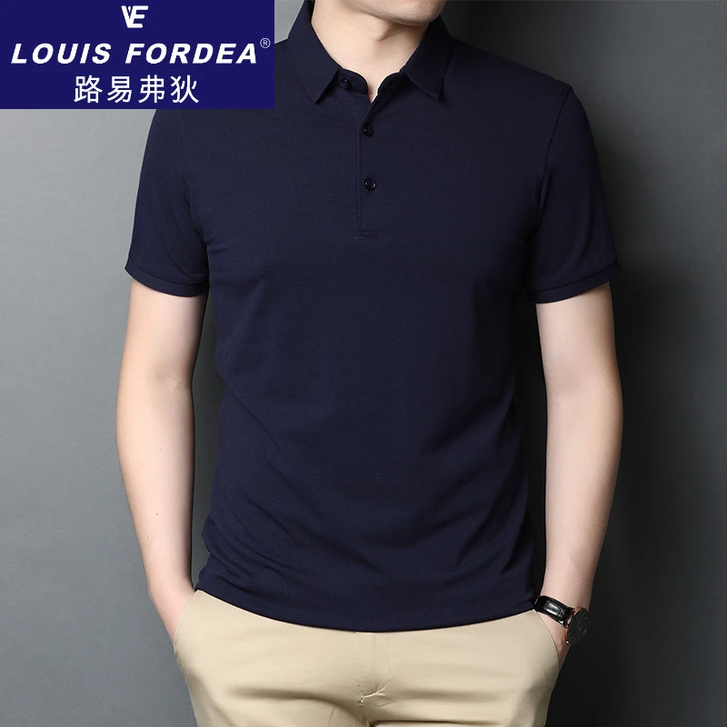 Louis Fordea/路易弗狄高端轻奢男士短袖T恤男秋季商务痞帅polo衫