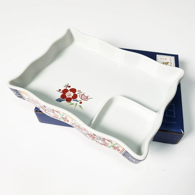 【长18cm】摩瑟家居【出日本花纹蘸料碟-长方】HAZC陶瓷摆件