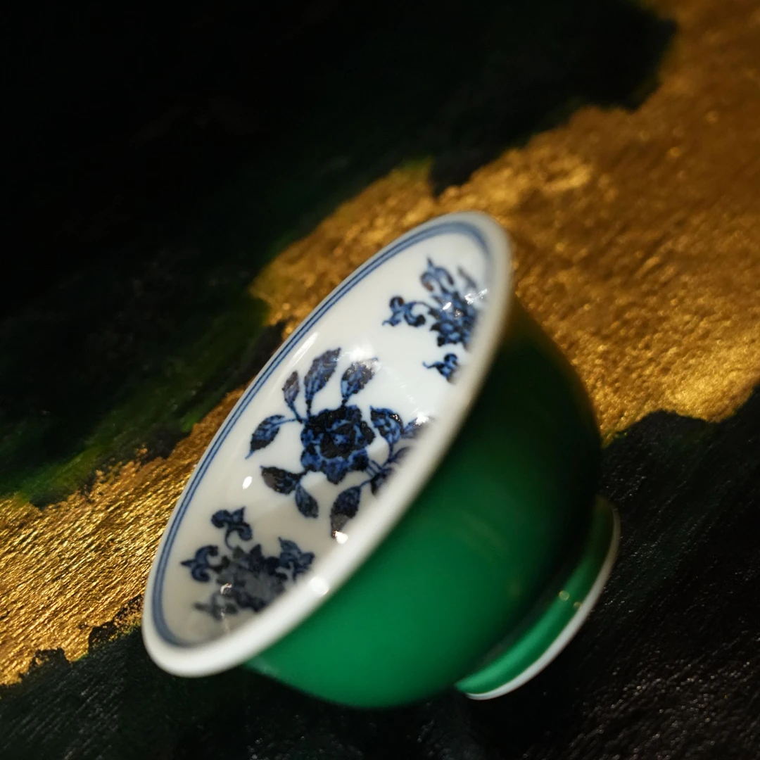 【雲梦】瓷唐里-帝王绿四季花卉小压手杯