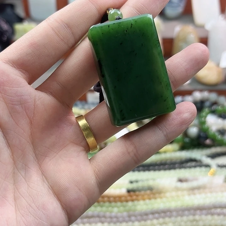 和田玉未镶嵌挂件碧玉无事牌