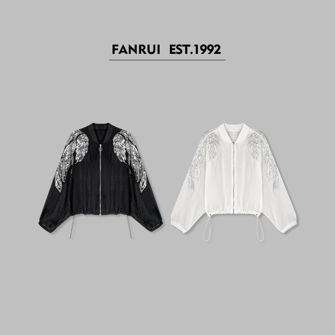 FANRUI/泛芮「珍珠探戈」夏季新款重工亮片串珠百搭防晒外套XL16084