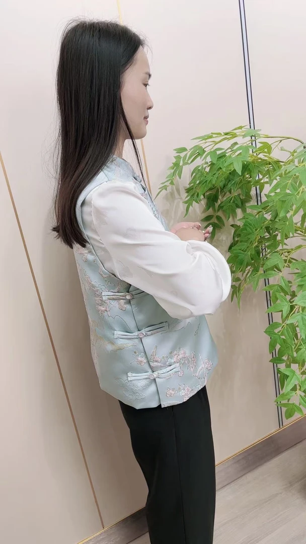 女装常规四季通用马夹立领宽松型中国风日常复古刺绣