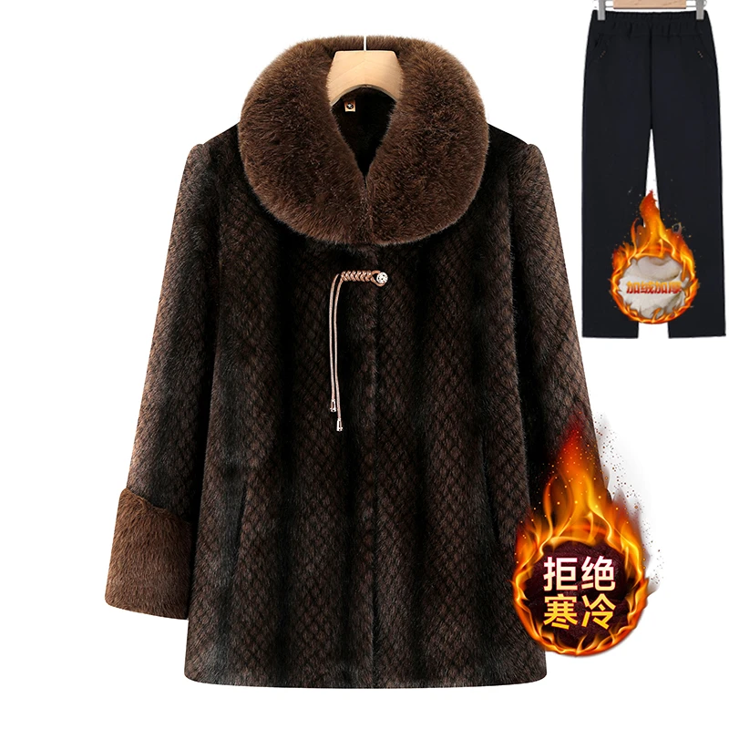 中长款中老年女装妈妈貂绒外套保暖加绒冬季送妈妈婆婆奶奶外婆