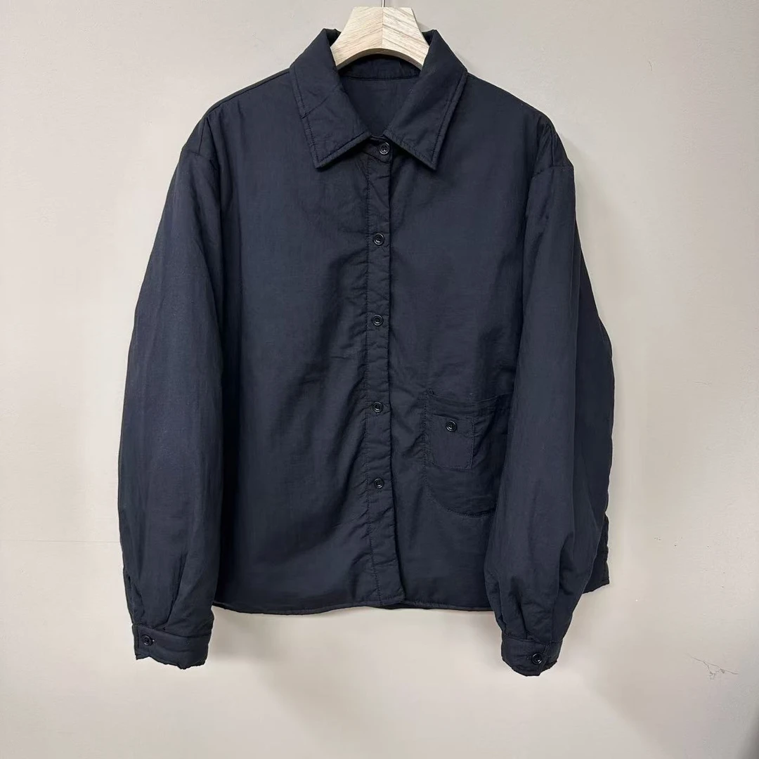 2025秋冬季新款100%全棉休闲百搭显瘦经典款小棉服衬衣