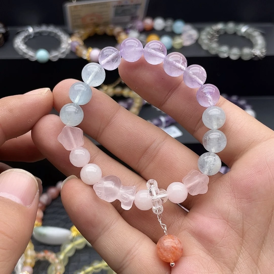 水晶手链未镶嵌海蓝宝原创