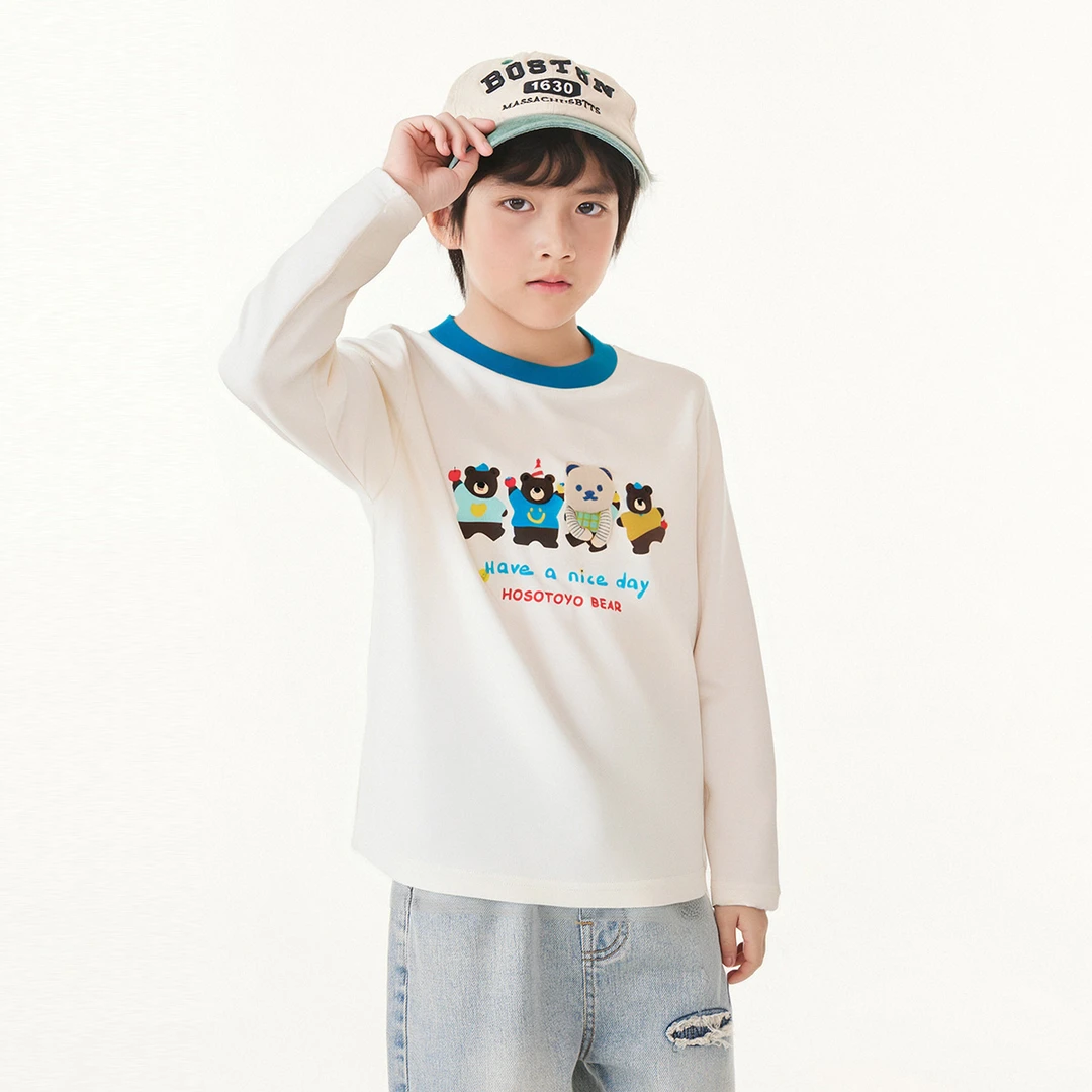 皇室童缘【纯棉】中大童2025男童春秋款童装T恤长袖透气亲肤舒适