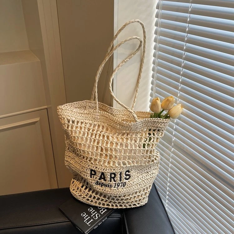 网红单肩大容量斜挎草包春夏百搭海边出游度假沙滩编织包包草编包