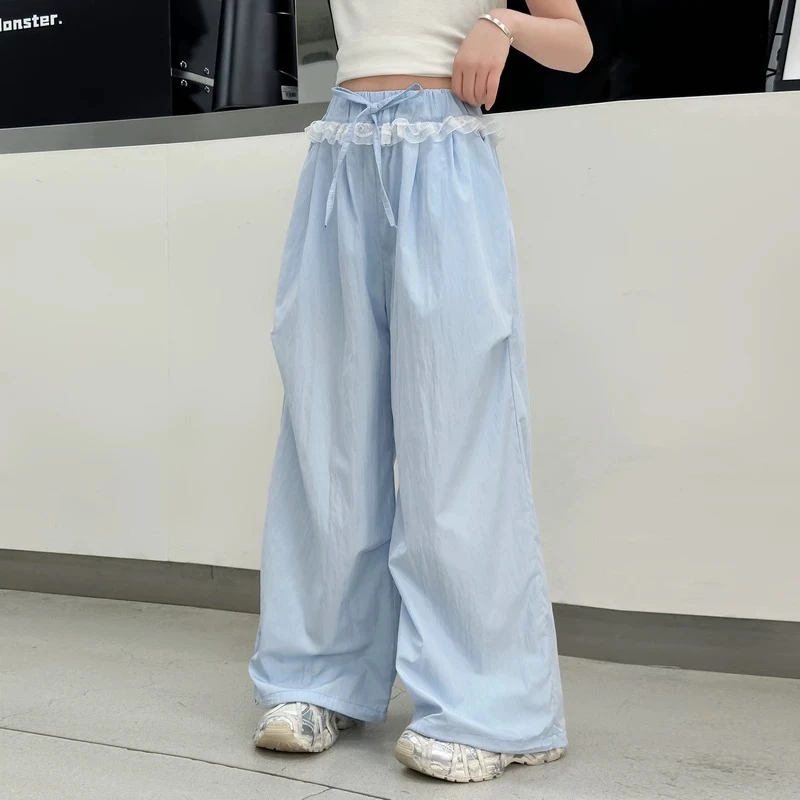 女童蕾丝天丝牛仔裤