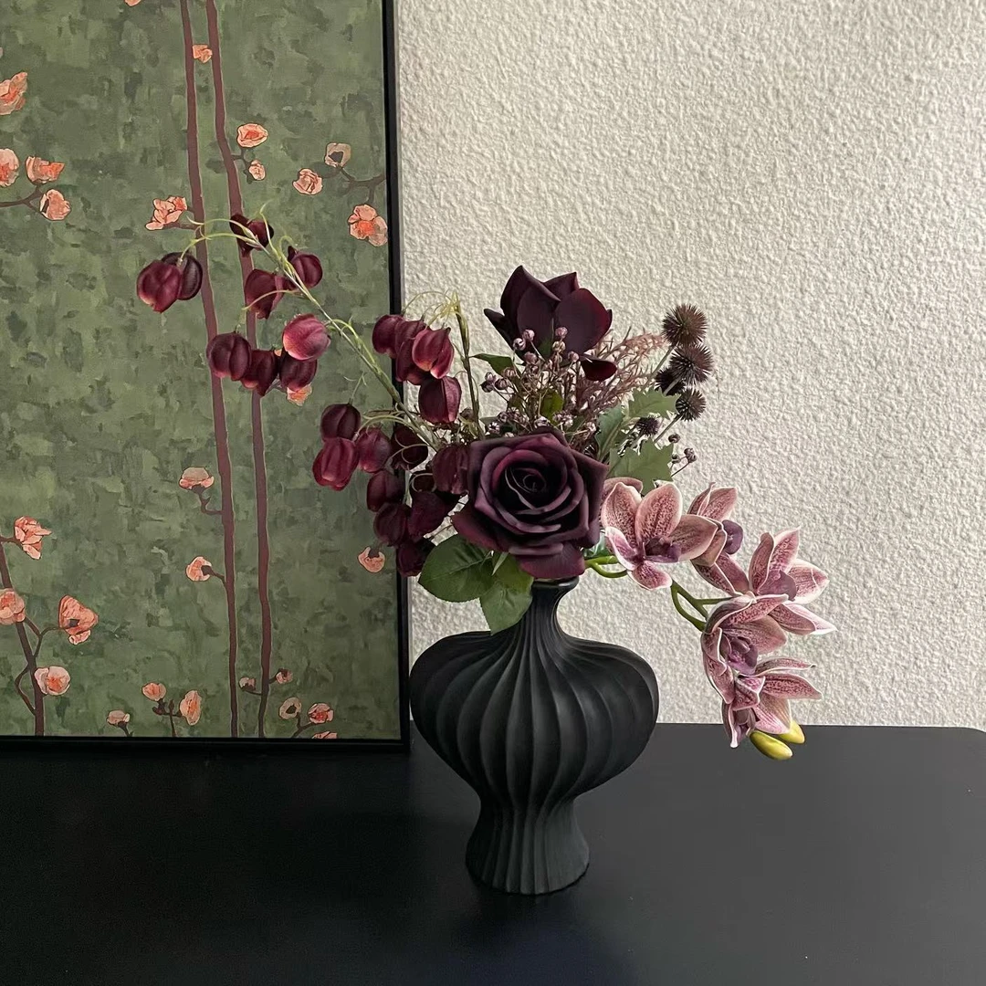 【柿吉】花上果 设计师款手扎花束仿真花假花陶瓷花瓶桌面餐桌摆件