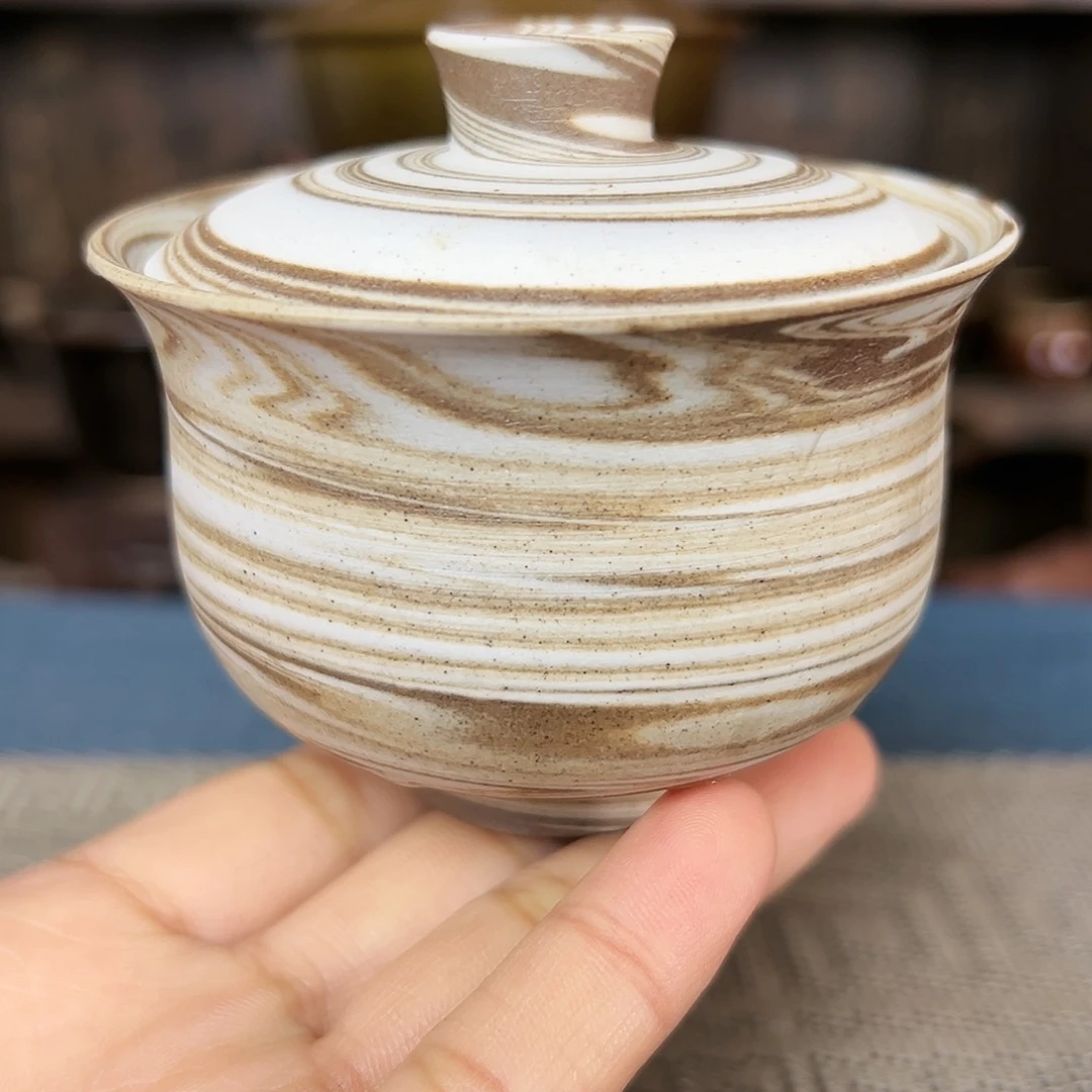 纯手工制作的搅胎泥两才盖碗
