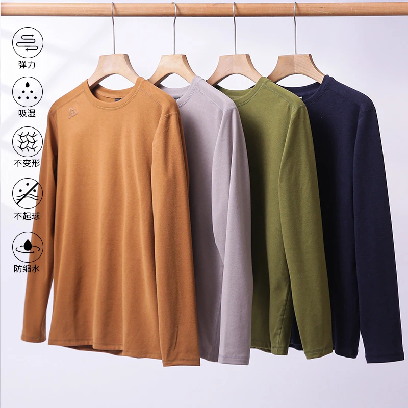 加州潮牌！情侣款宽松运动长袖外穿莫代尔羊毛长袖T恤打底衫2232