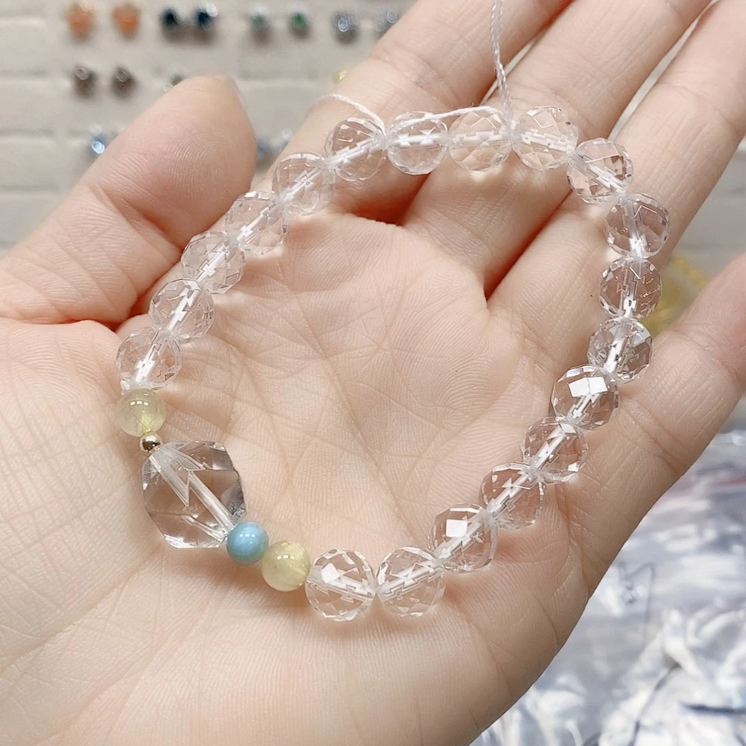 水晶手链银S925镶嵌手串