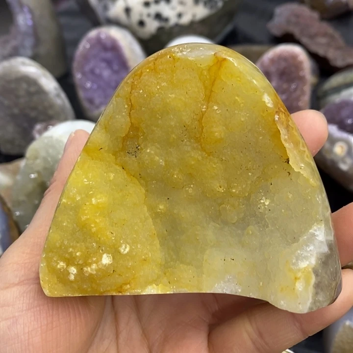 未镶嵌珠宝半成品水晶黄软屏风