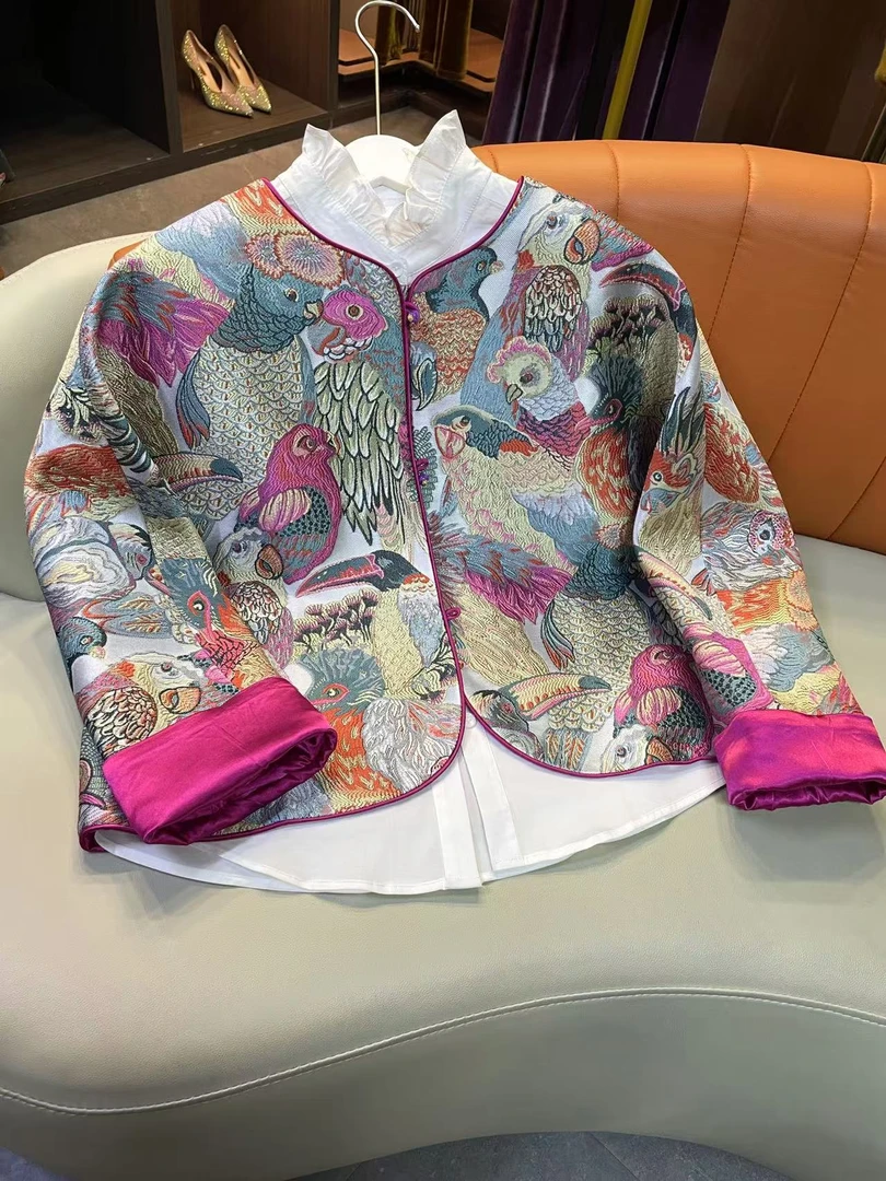 【喜上眉梢】中式国风新款气质百搭高级重工时尚宋锦立领外套8277