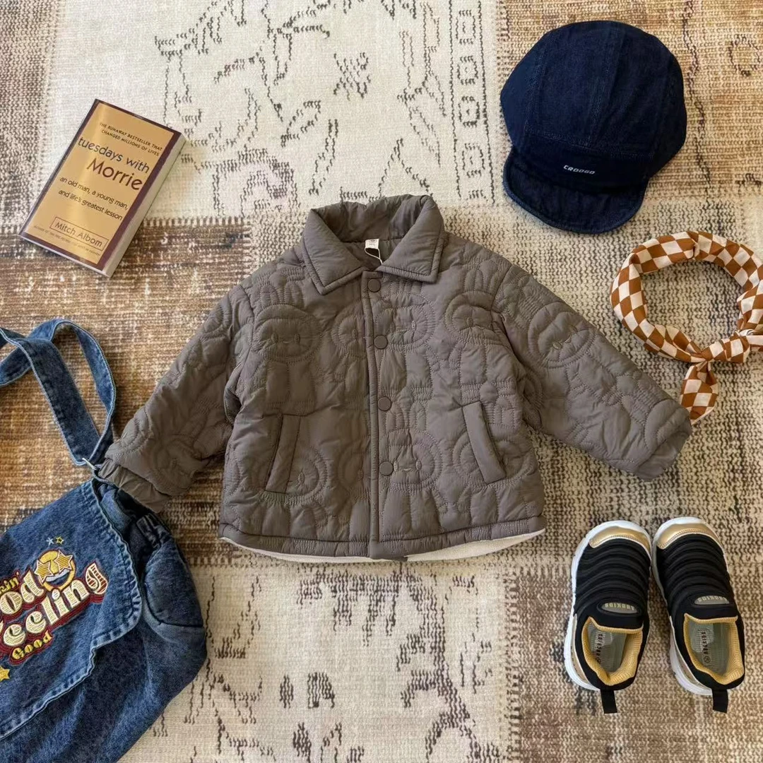 儿童秋冬卡通刺绣加绒衬衫外套H2513