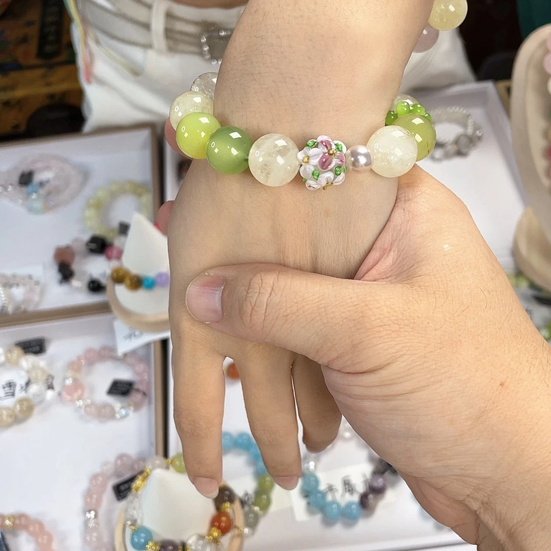 水晶手链银S925镀金镶嵌