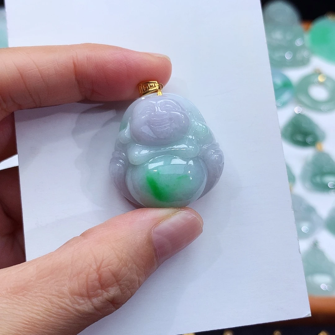翡翠18K金镶嵌颈饰翡翠吊坠