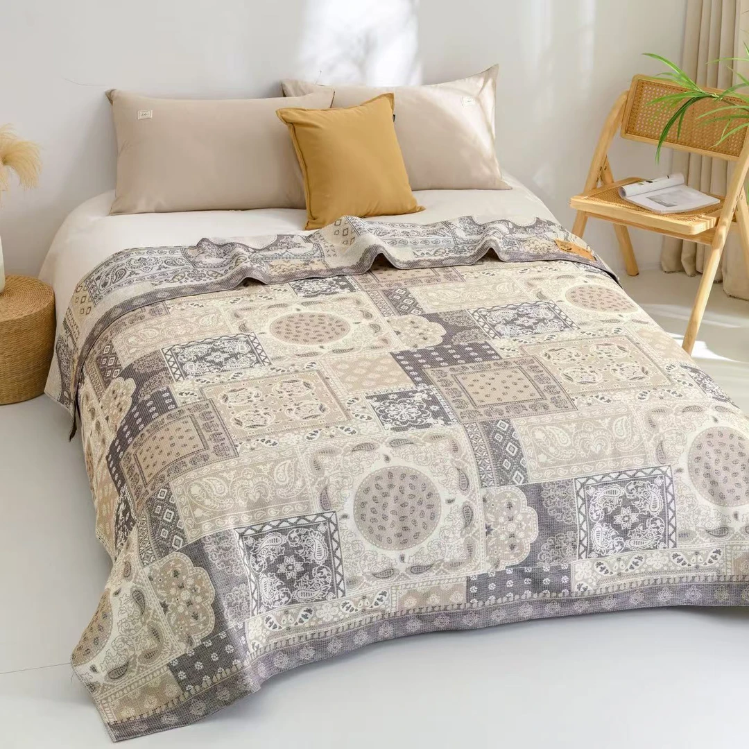 M【意境】200*230cm罗布麻精梳纱布四季通用多功能床盖亲肤透气机洗