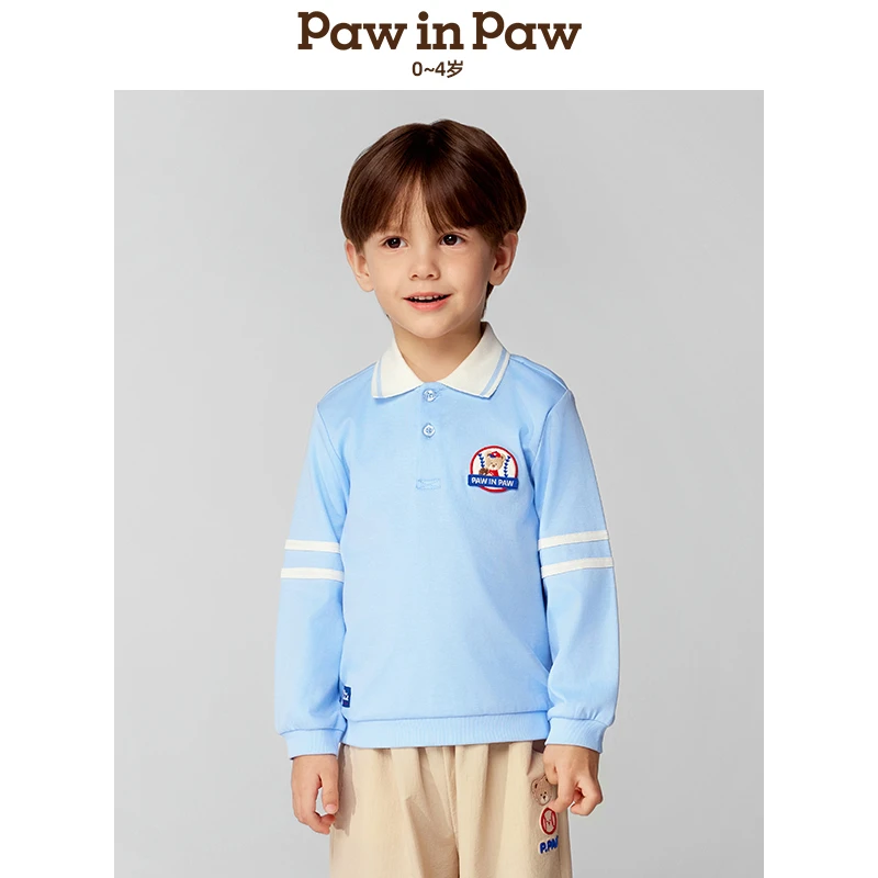 【商场同款】卡通小熊童装25年春季新款男宝POLO纯棉卫衣PCMAF2371M