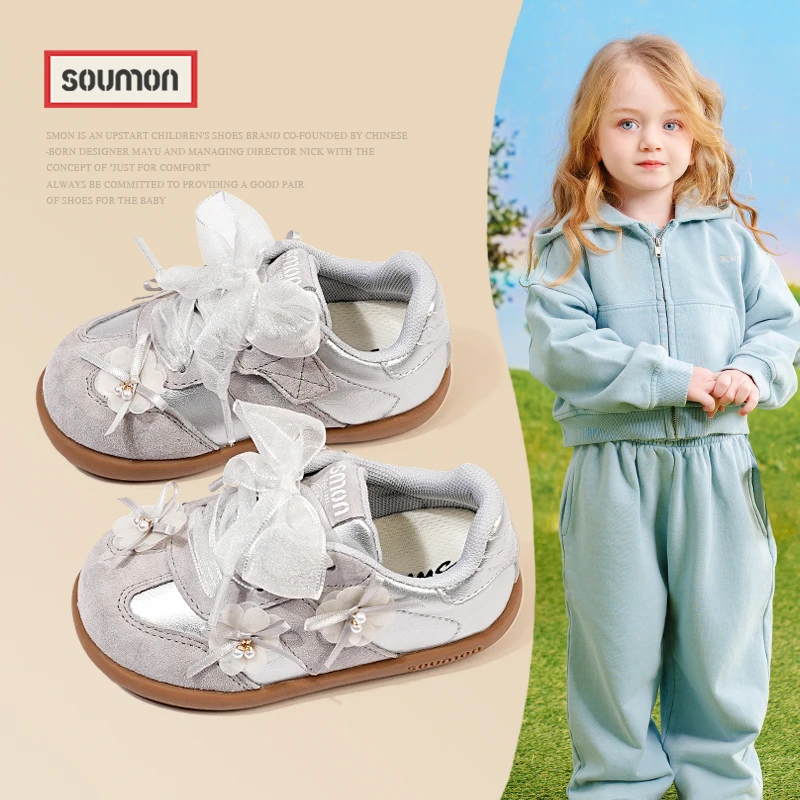 特价SMON女童鞋子儿童公主运动鞋2025新款春秋款女孩秋季皮面软底