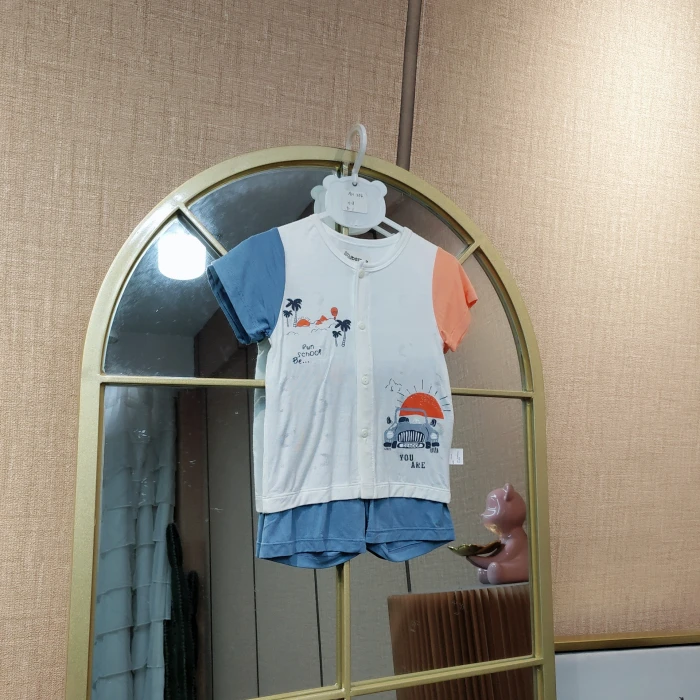 AH254   宝宝白色短袖上衣裤子两件套