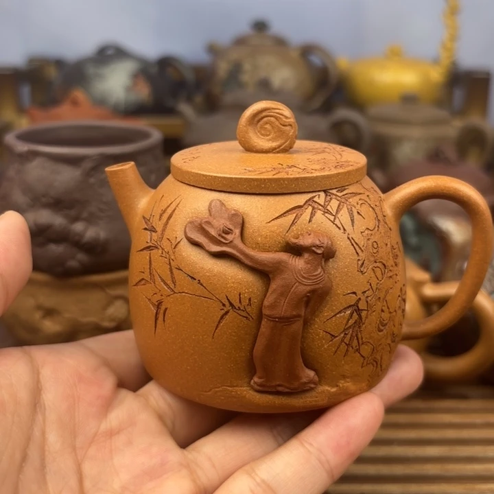 茶壶紫砂太白邀月原矿黄降坡140c