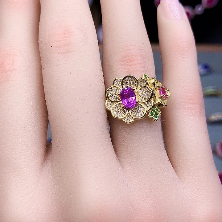 蓝宝石戒指9K金镶嵌