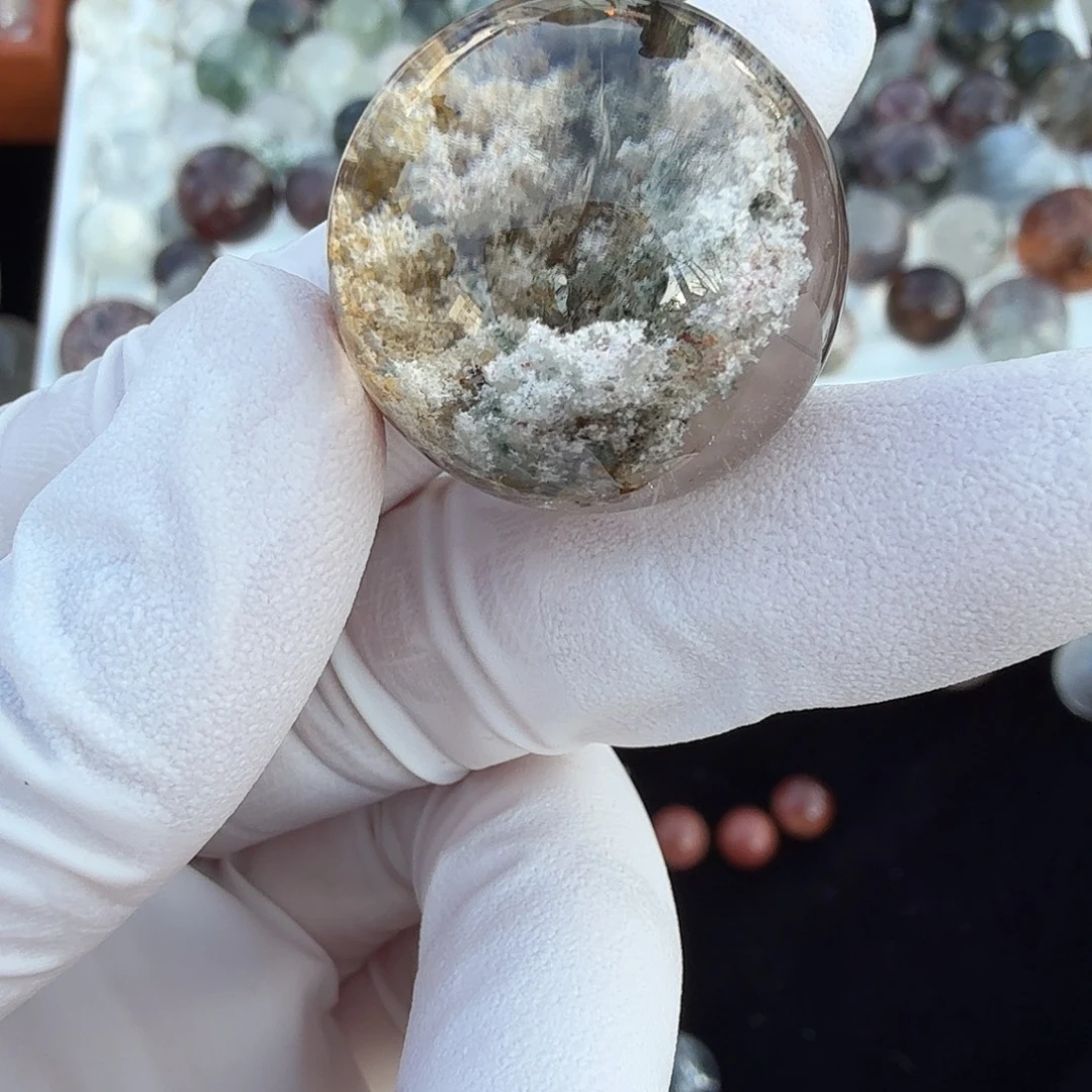 P***尼水晶珠宝半成品未镶嵌黄铜矿22.6mm定制不退换