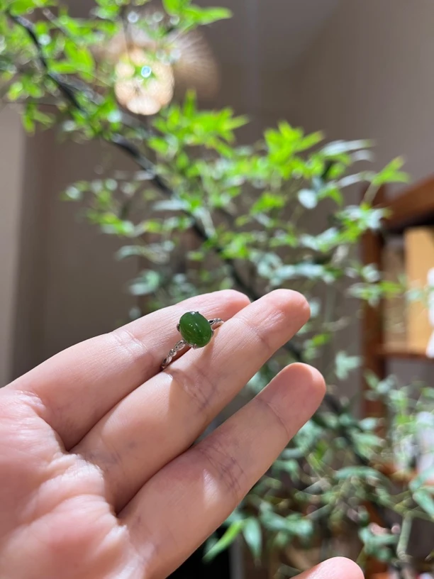 925银镶碧玉戒指