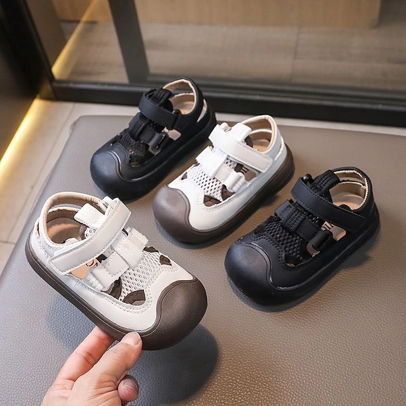 男童包头凉鞋韩版透气夏季网眼童鞋宝宝软底凉鞋男童1到3岁儿童鞋