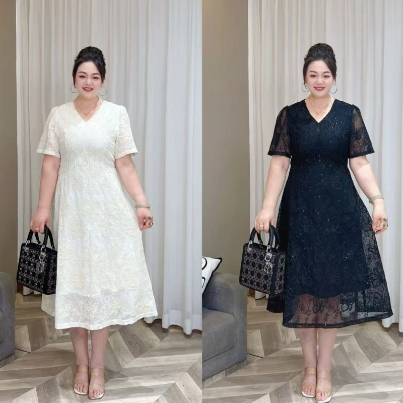 【现货梅姐定制】夏季时尚设计感大方气质大码连衣裙MJ9315