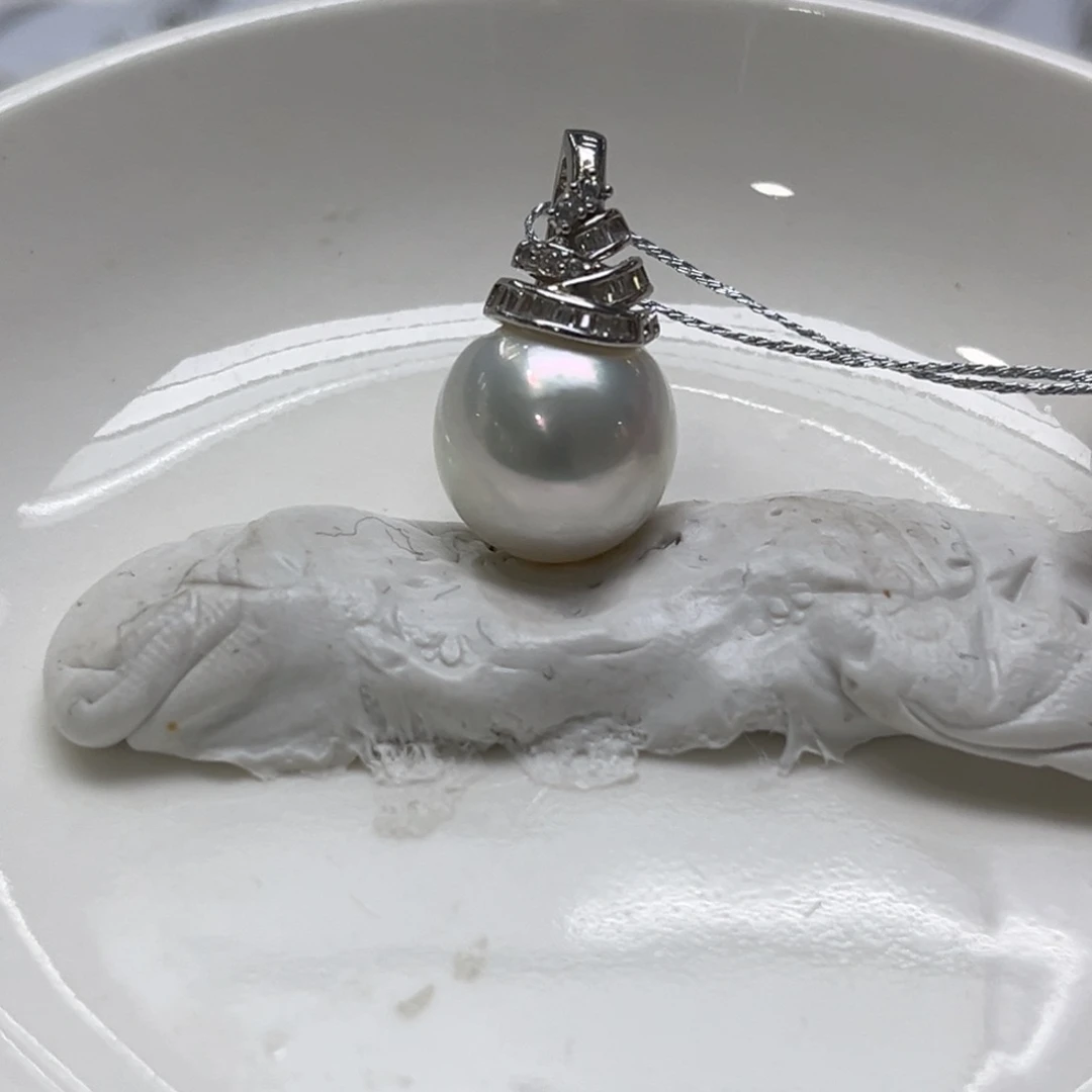 吊坠(不含链)银S925镶嵌海水珍珠12-13mm