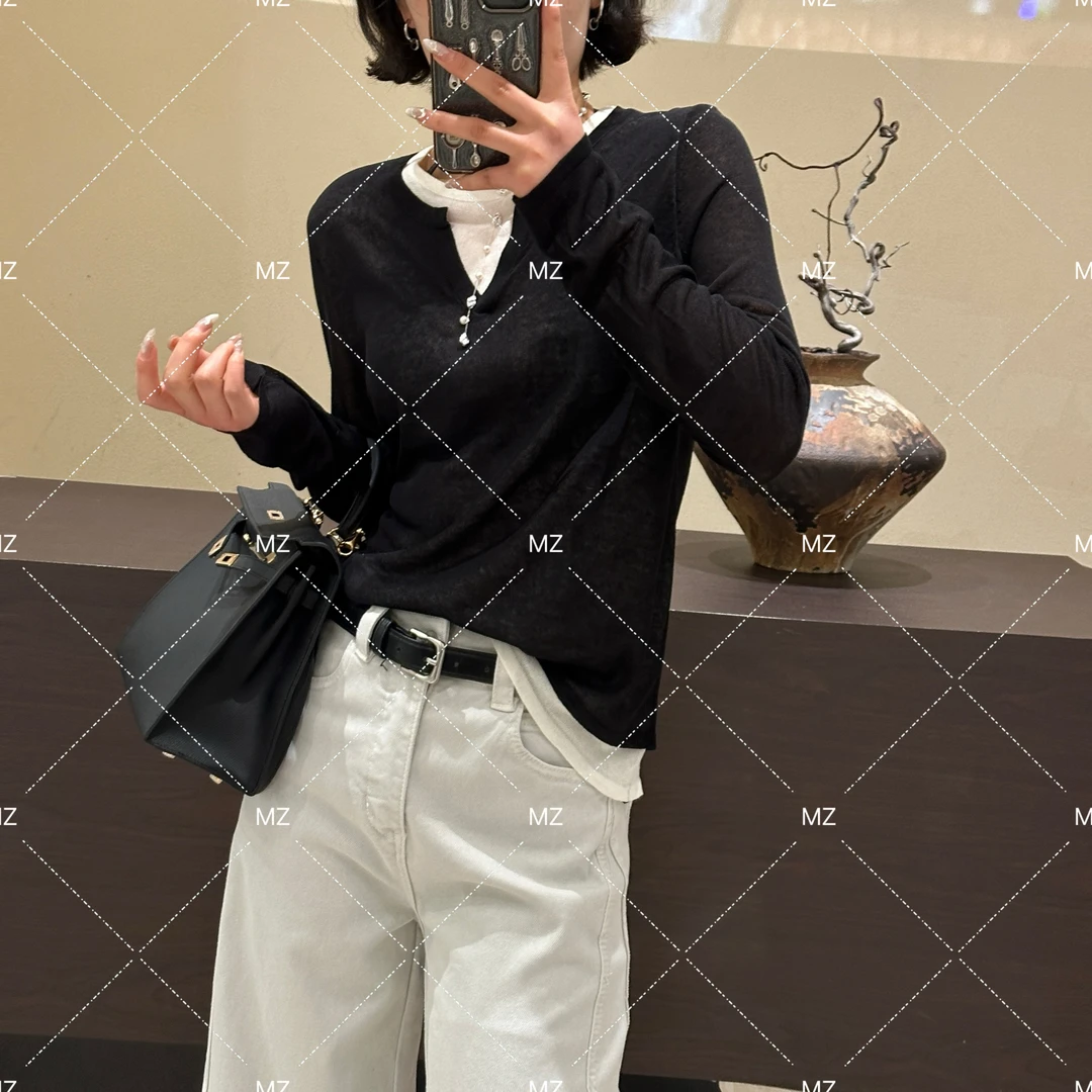 设计感拼接撞色假两件体恤A714