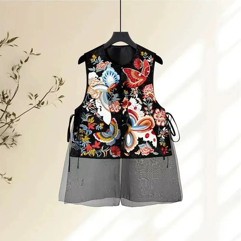 改良旗袍2025新款禅意风拼接刺绣唐装国风新中式背心上衣