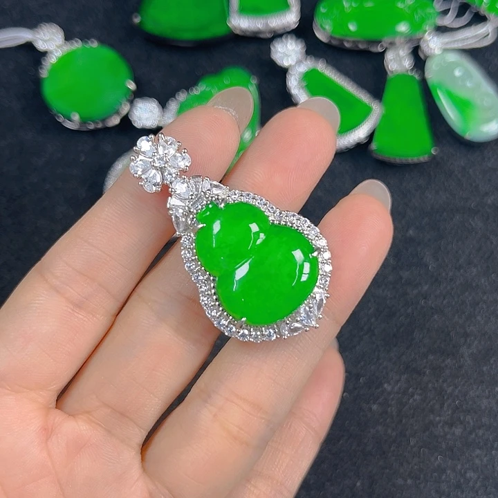 翡翠银S925镶嵌吊坠(不含链)