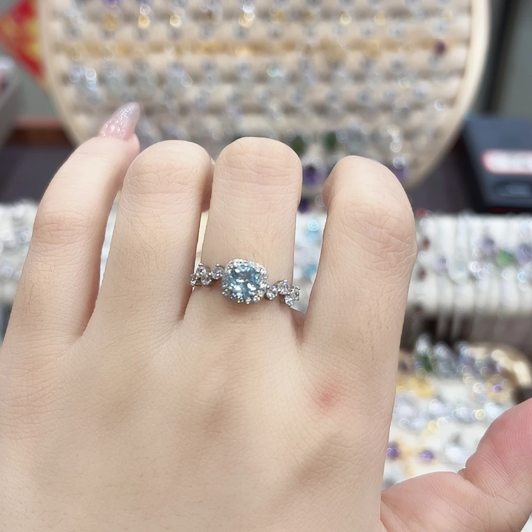 戒指托帕石银S925镶嵌