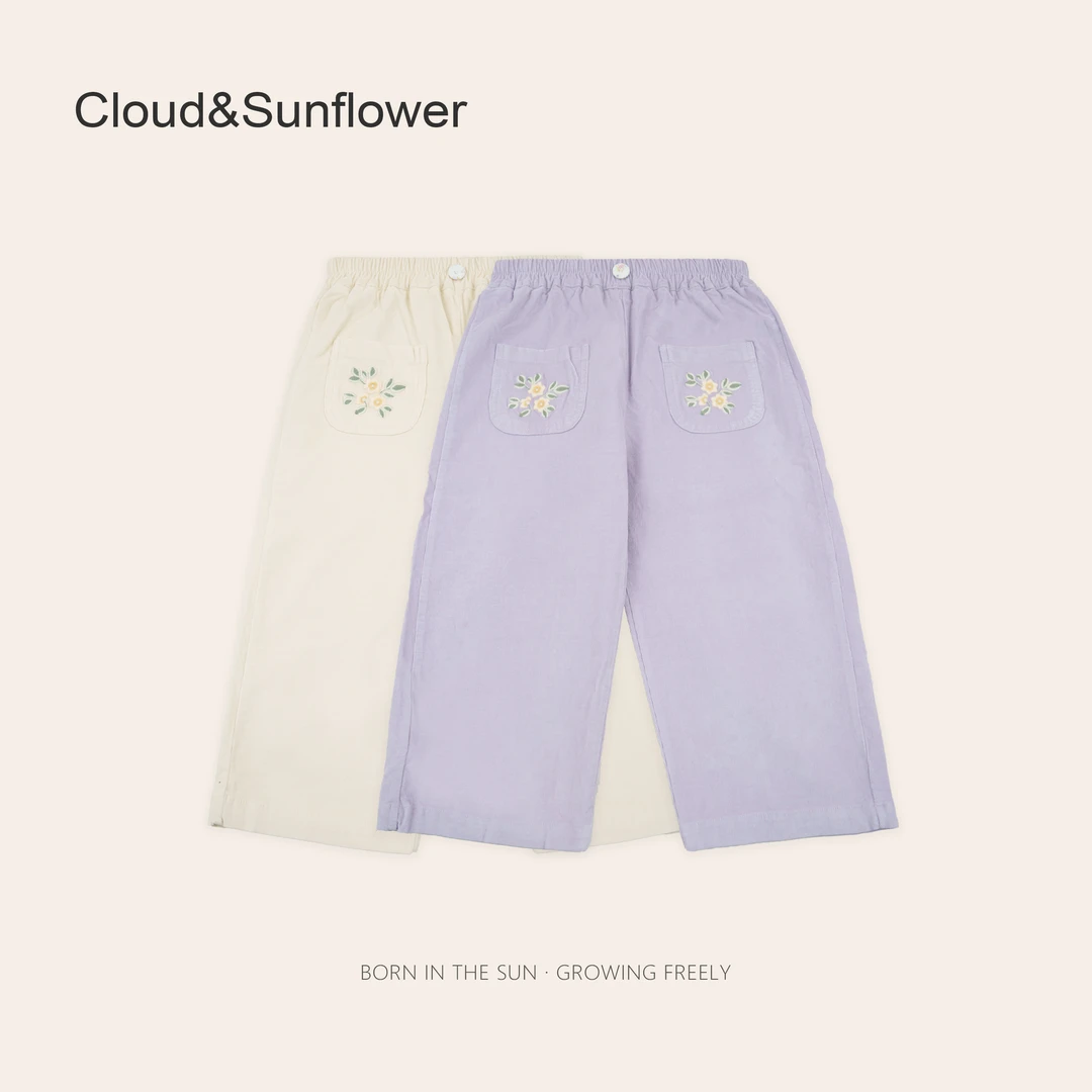 女童春季裤兜小花一粒扣休闲裤1113614