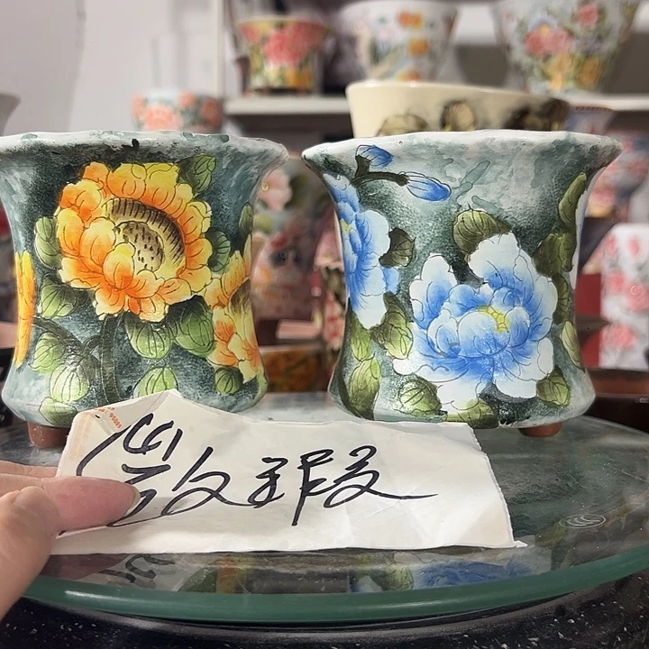 景德镇手绘花盆 满38包邮