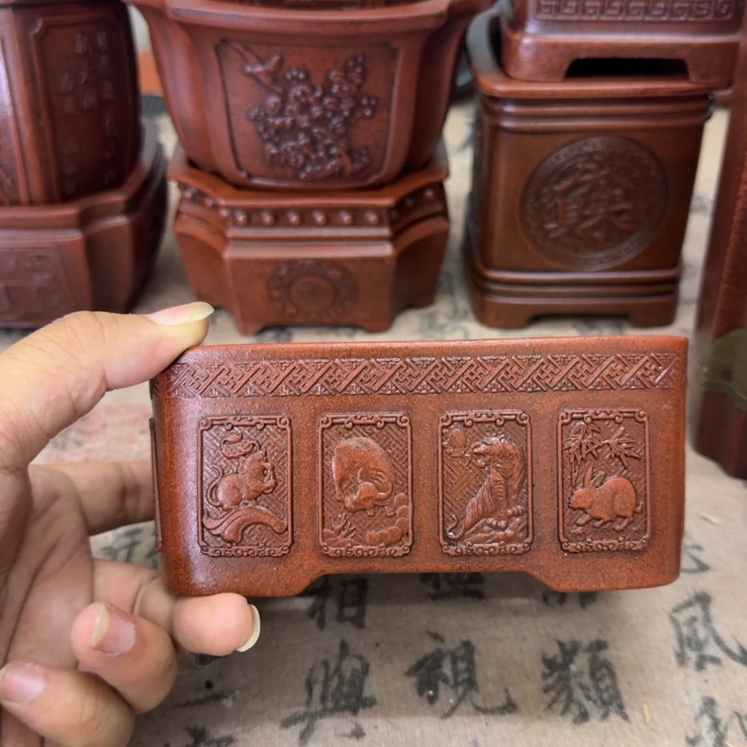 紫砂花盆13.5x9.5x5.5内经紫砂花盆