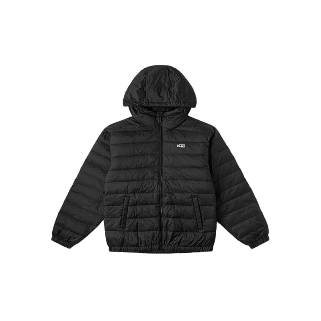 Vans连帽拉链纯色长袖夹克外套男女黑色羽绒VN000P2PBLK
