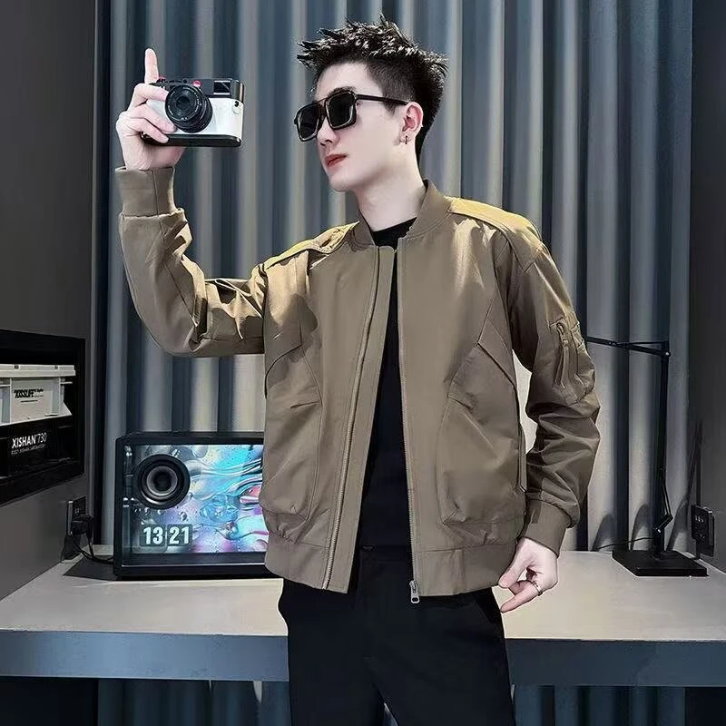 男款春秋季2025新款潮牌网红洋气炸街高级男装衣服棒球领夹克外套