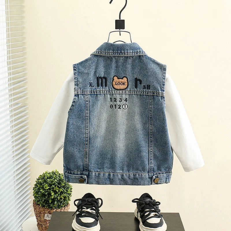 宝宝牛仔马甲秋季中小童男童棉质休闲秋装儿童无袖坎肩韩版百搭款