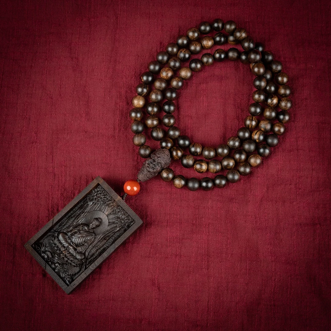 【沉水】富国岛倒架W年雷击瘤疤W1.0多圈配如来沉香木雕