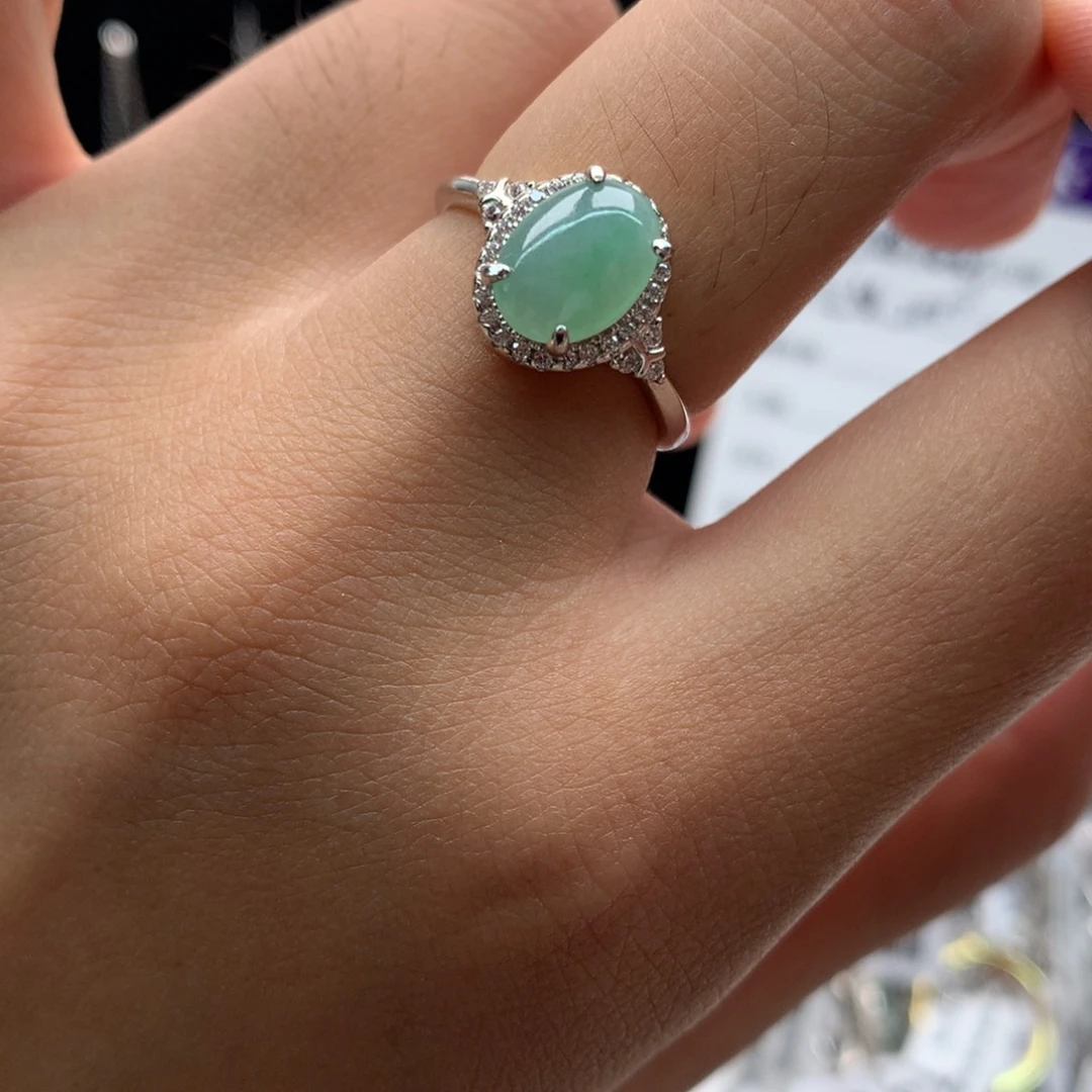 翡翠银S925镶嵌颈饰戒指