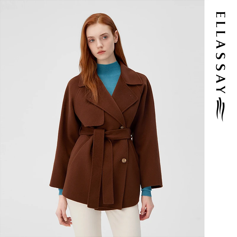 【粉丝专享】ELLASSAY歌力思短毛呢外套大衣女EWW343D03000