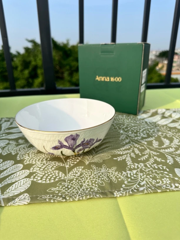 【一起淘儿】E74#Anna16:006寸编织纹大碗汤碗紫鸢尾花家用餐具