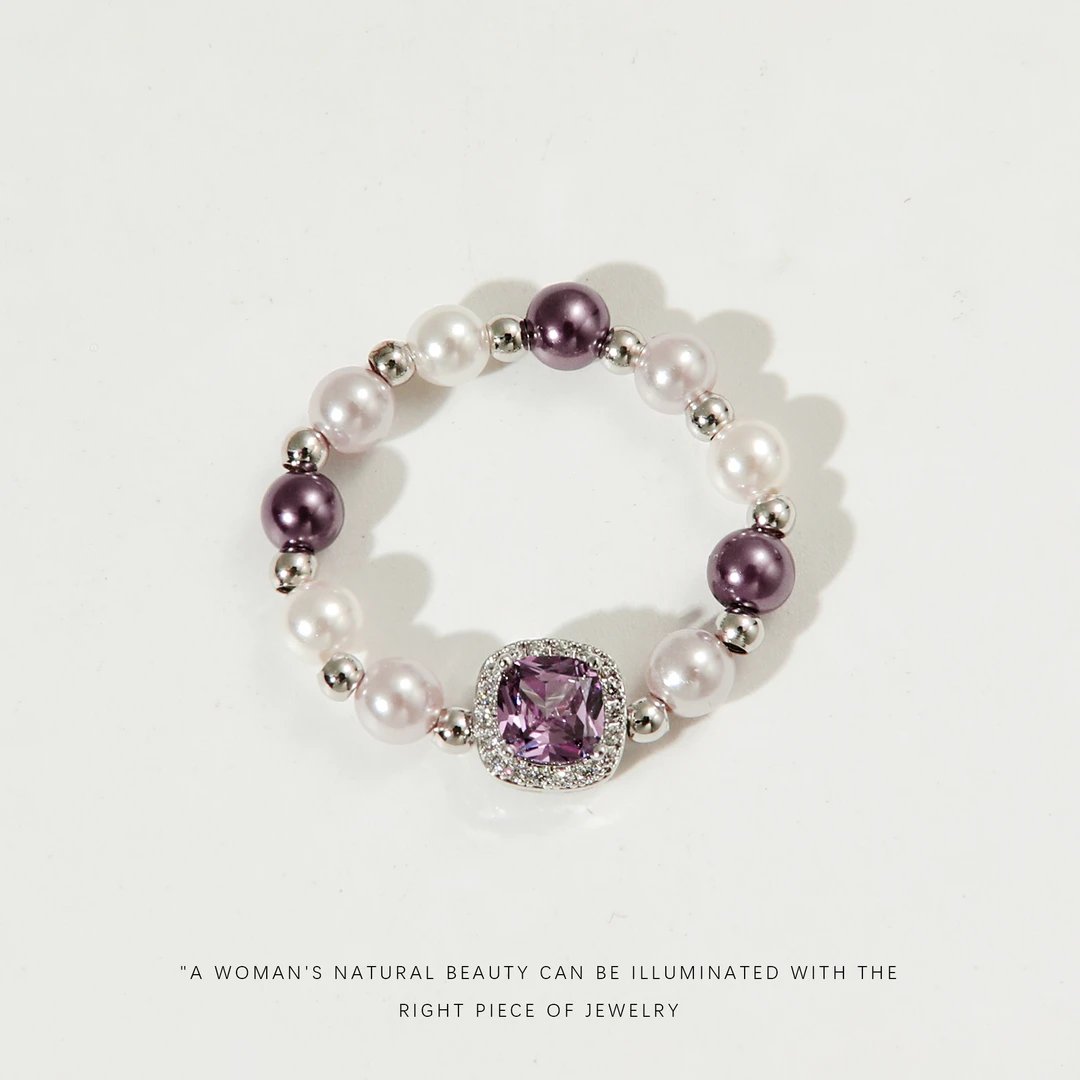 铜合金合成锆石戒指 【高贵紫方糖】戒指A740