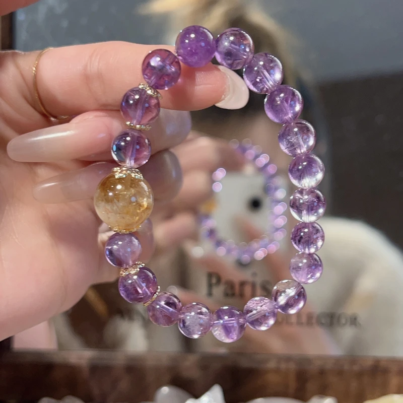 【金榜提名】8m紫水晶+黄水晶手串多样性天然水晶Y92