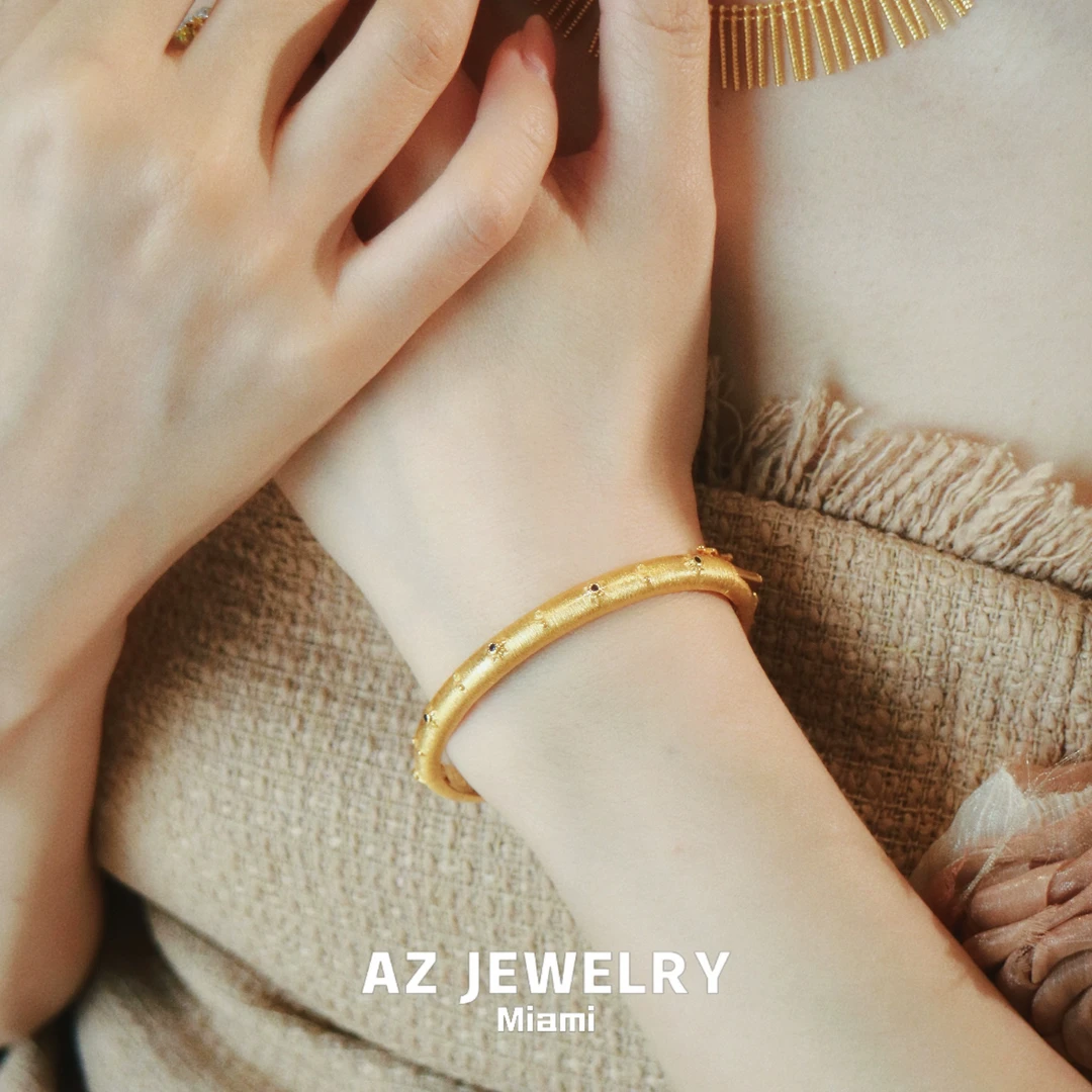 ANNA ZUCKERMAN 925银合成锆石手镯 落日熔金布布风复古手镯B0328